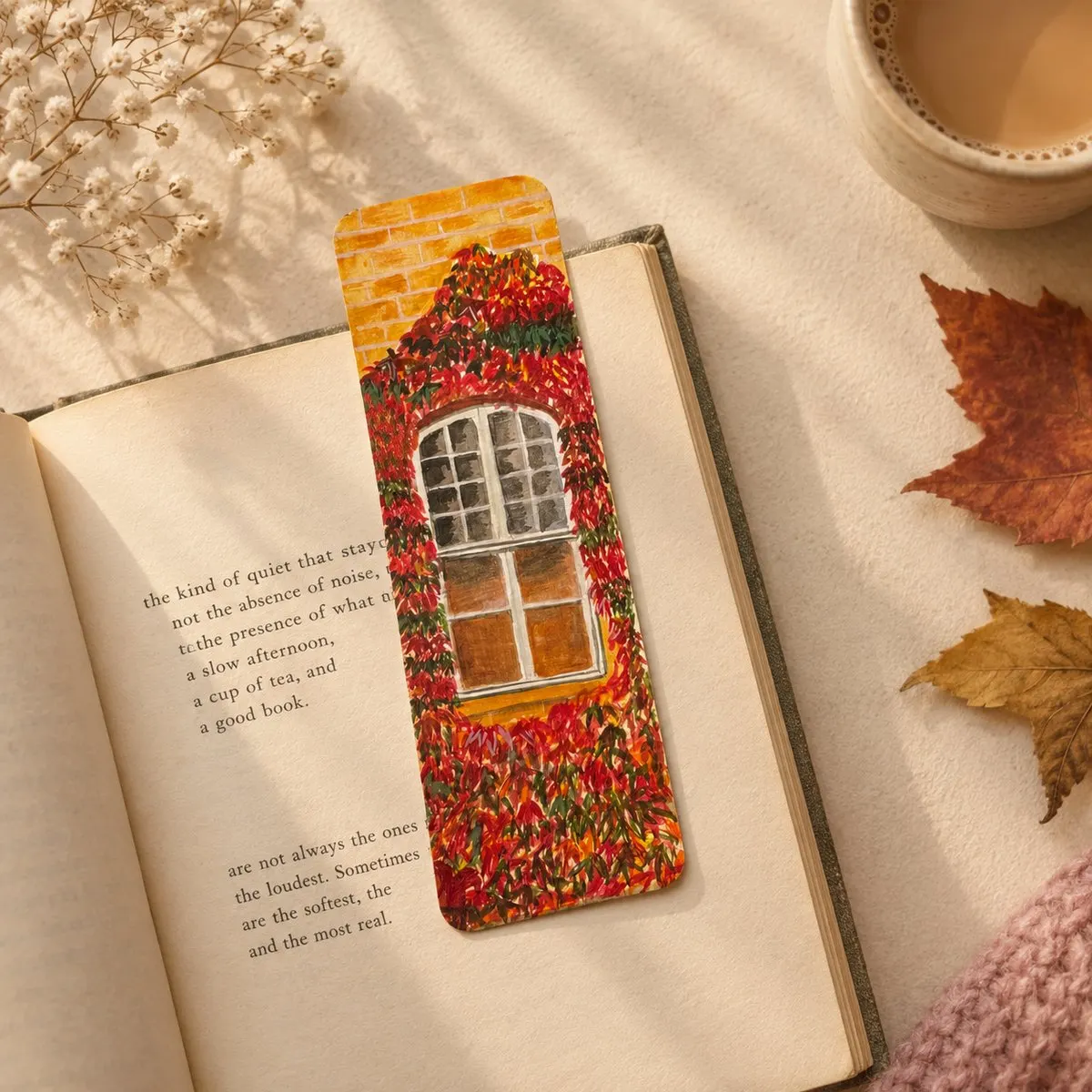 Ivy-covered window bookmark
